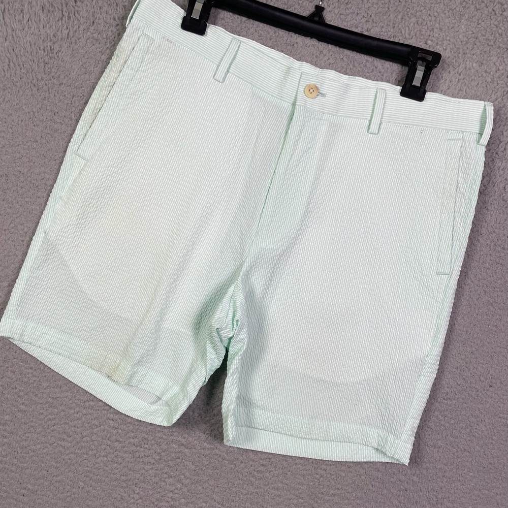 Peter Millar Mint Green Seersucker Flat Front Men's Shorts